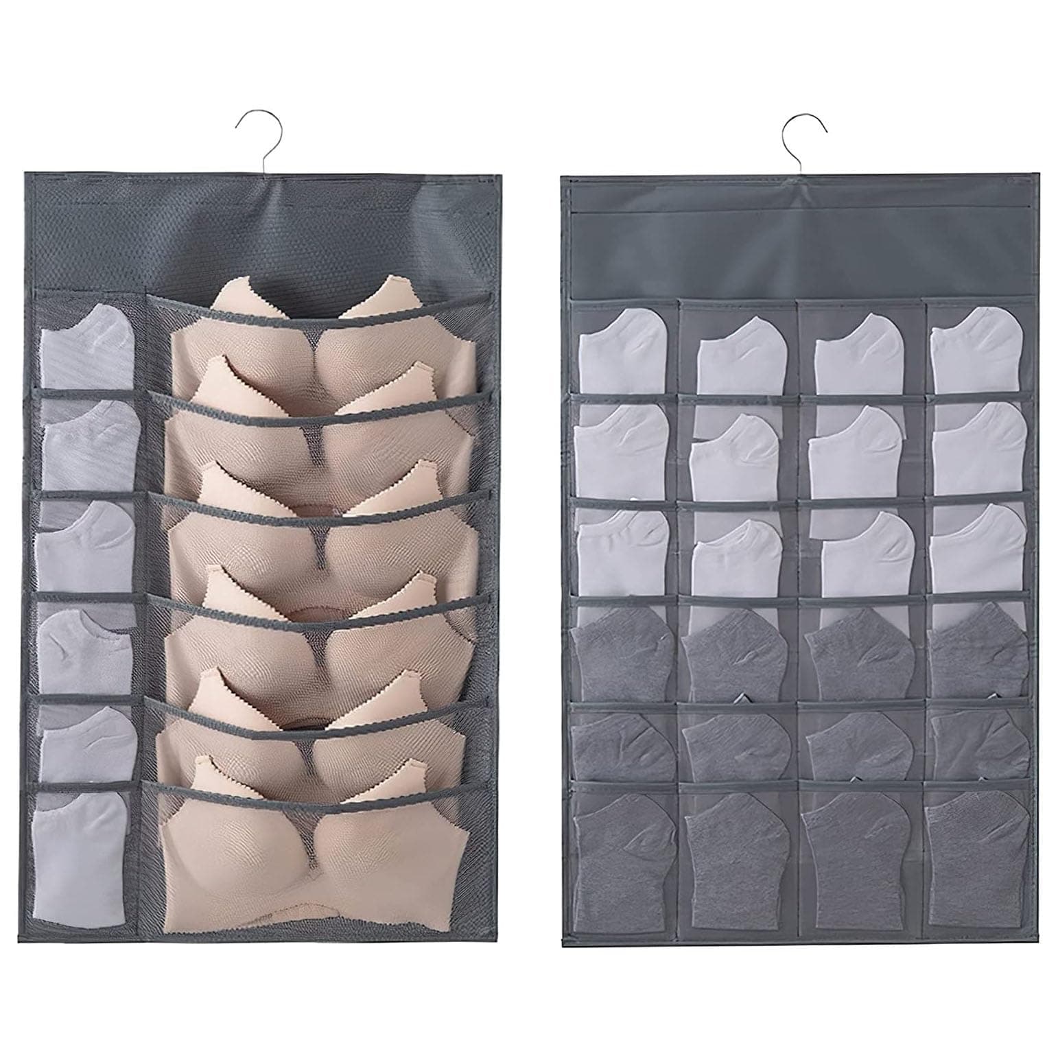 CLOUDFOUR Wardrobe Organizer, Hanging Storage Organizer, Double Side Space Saving Storage Organiser for Bra, Socks, Underwear, Scarf and Stationery with 36 Mesh divider pockets.