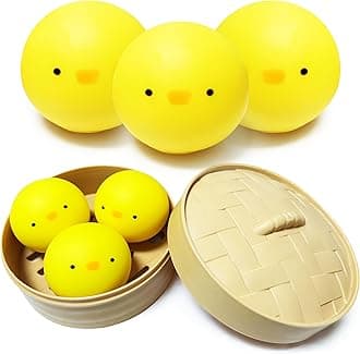 Mini Chick Dumpling Squishy Fidget Toys (3 Pack) Stress Balls for Kids Squishy Squeeze Ball, Stress Relief Toy Party Favors Easter Chicks Basket Stuffer
