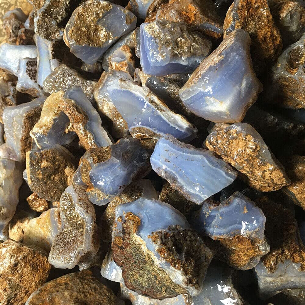 TEAMWILL Raw Blue Lace Agate Stone - Rough Blue Lace Agate Healing Crystal Stone 100g