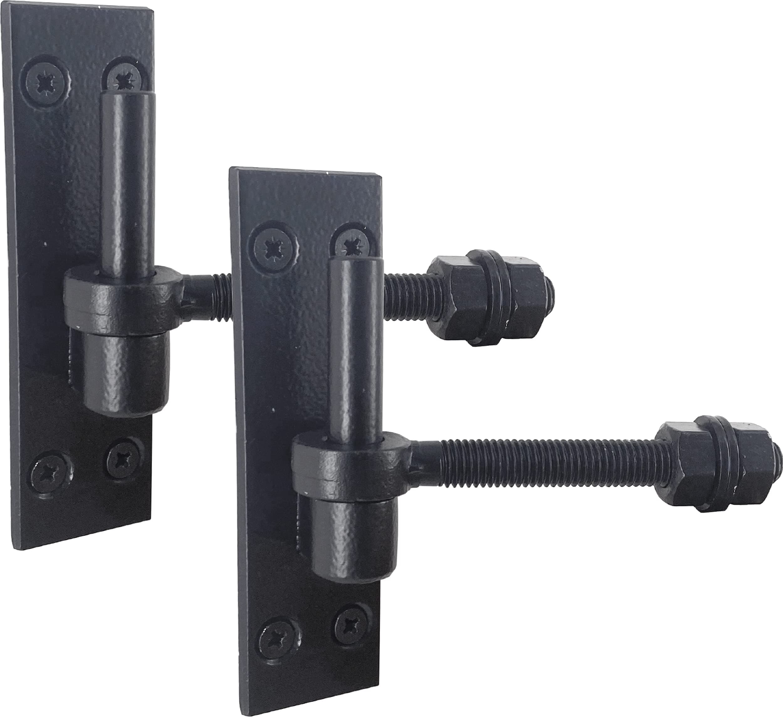 IRONTITE® 2 Pack Heavy Duty Gate Hinges with 12mm Pin and 12mm x 100mm Gate Eye Bolts, to Suit Wrought Iron Gates and Wooden Gates. Black Gate Hinges Hook On Plate Hinge Pins.