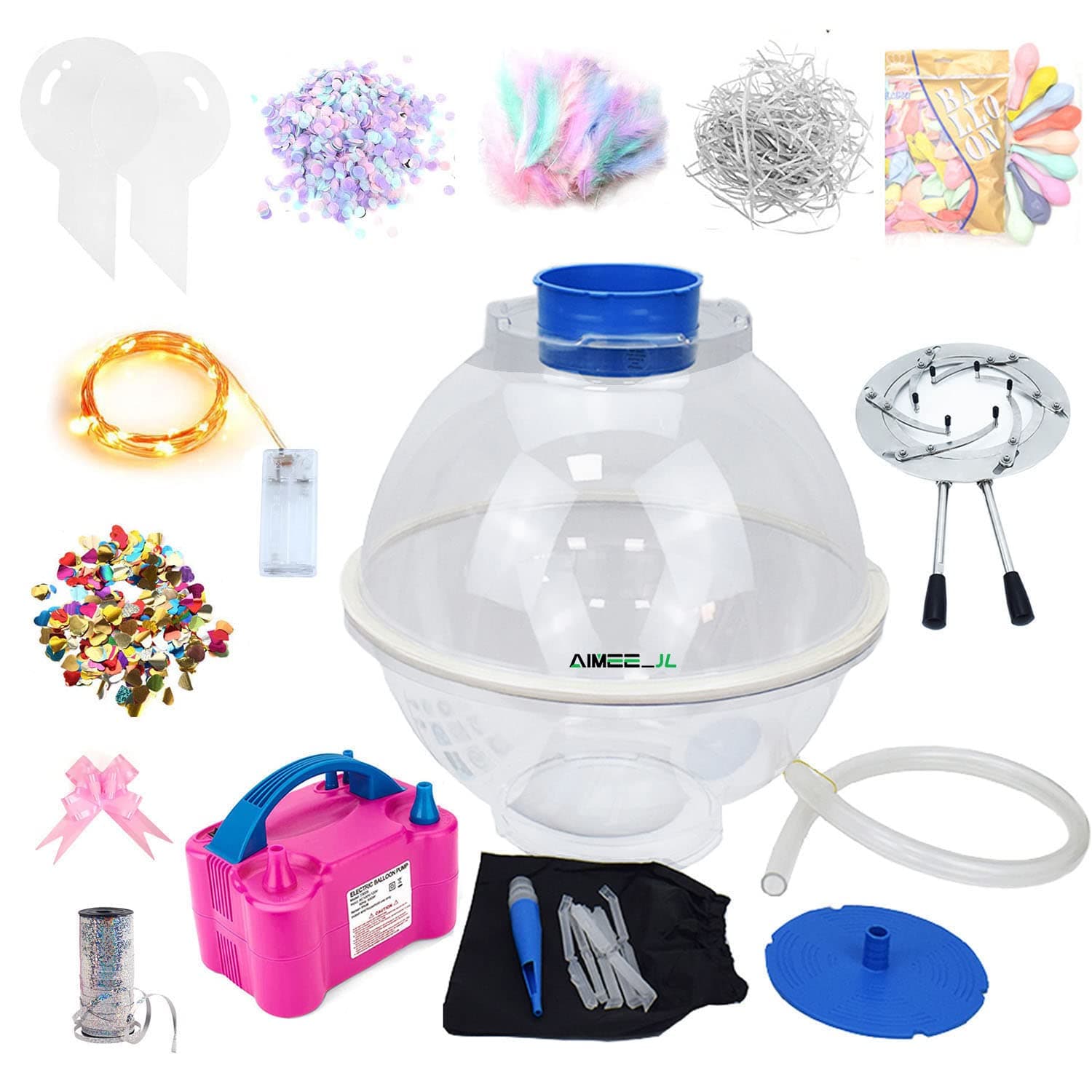 Balloon Stuffing Machine Balloon Stuffer Tool Kit with Expander Balloon Pump & 9 Accessories Gift Wrap Machine for Filling Plush Toys Bouquets Wedding Party Christmas Decoration (BLUE)