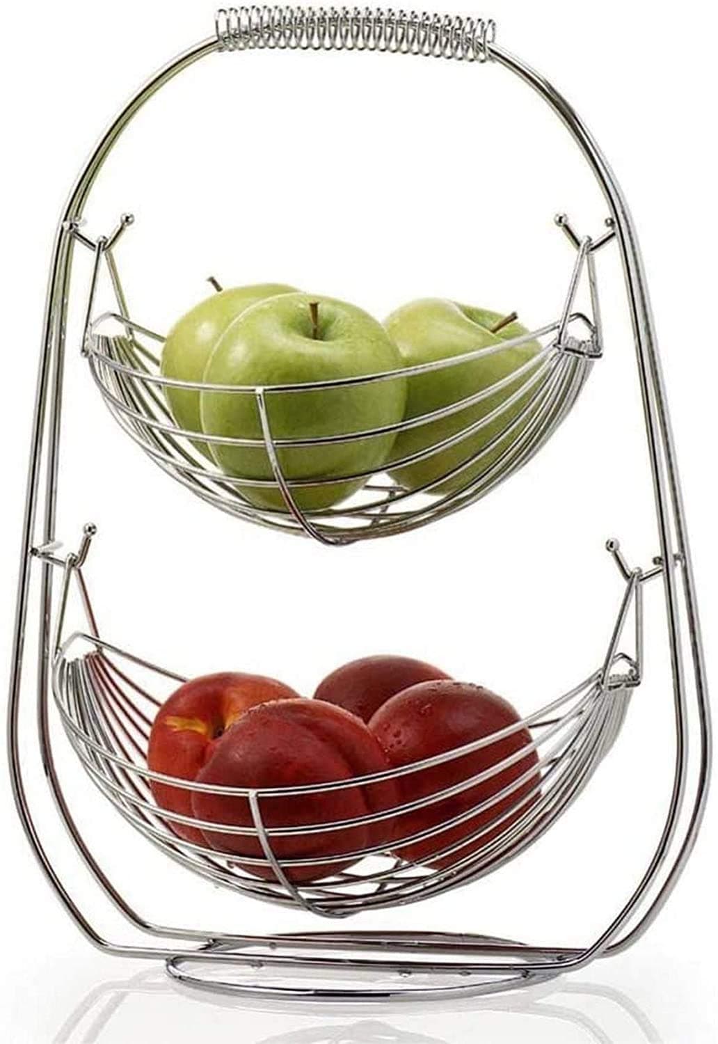 Fruit Tray Fruit Bowl,Fruit Stand,Chrome Swinging Fruit Hammock Vegetable Bowl Basket Storage Bin Rack For Kitchen Countertop,cabinets, Pantry, Bathroom, Laundry Room, Closets, Garage