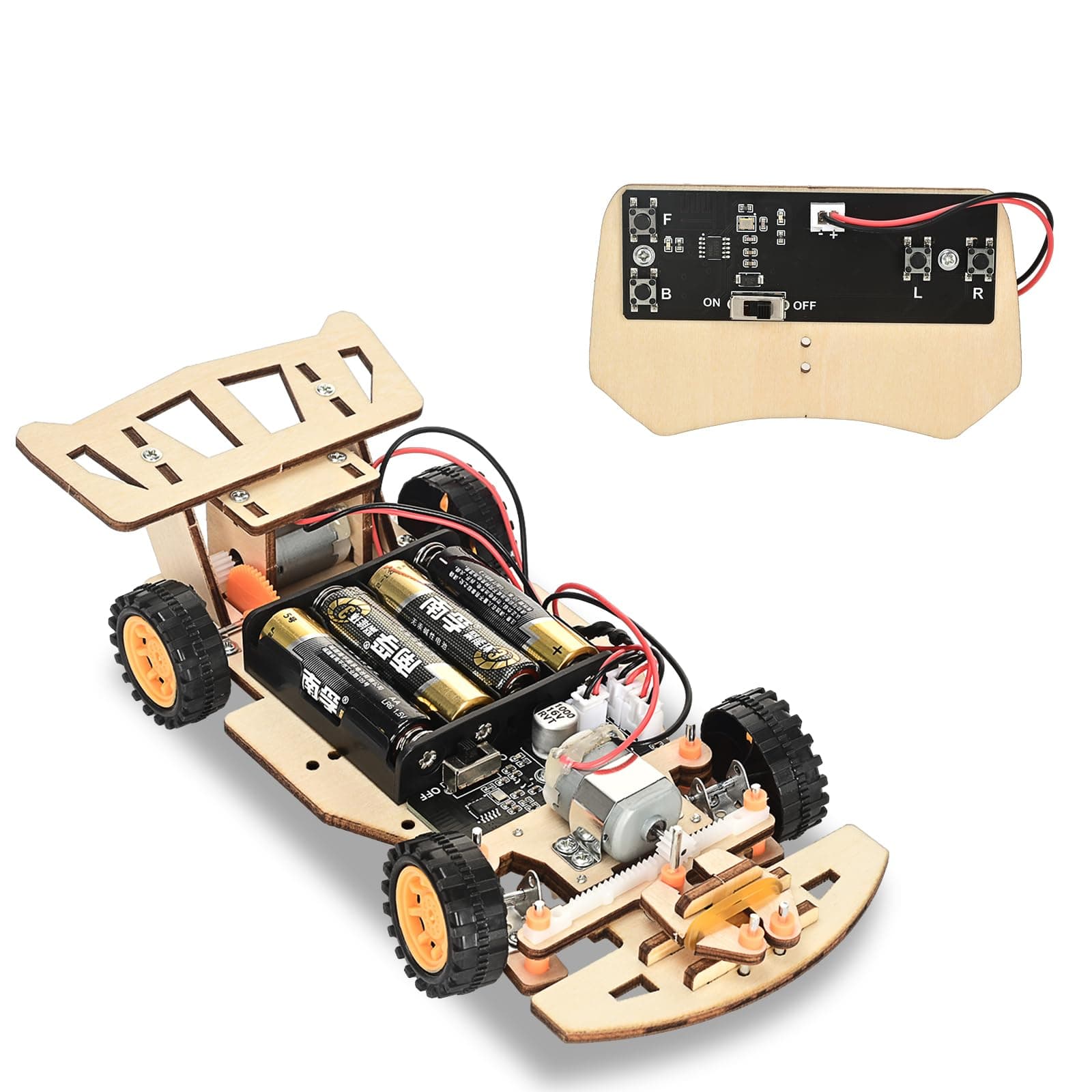 Self-Centering Steering Remote Control Car，STEM Projects for Kids Ages 8-12，Engineering kit, DIY rc car kit, STEM Kits for Kids Ages 8-12