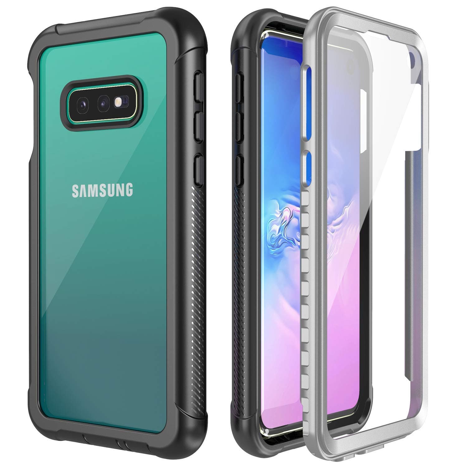 Temdan Samsung Galaxy S10E Case Full-Body Rugged Case with Built-in Screen Protector Heavy Duty Shockproof Case for Samsung Galaxy S10E 5.8 inch 2019 (Clear/Black)
