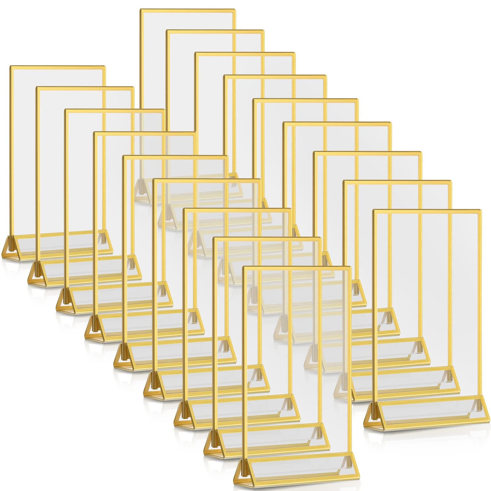 Yalikop 18 Pieces Frames Table Numbers Clear Table Sign Double Sided Picture Photo Frame Table Number Holder Acrylic Sign Holder for Wedding Table Menu Holder(4 x 6 Inches,Gold)