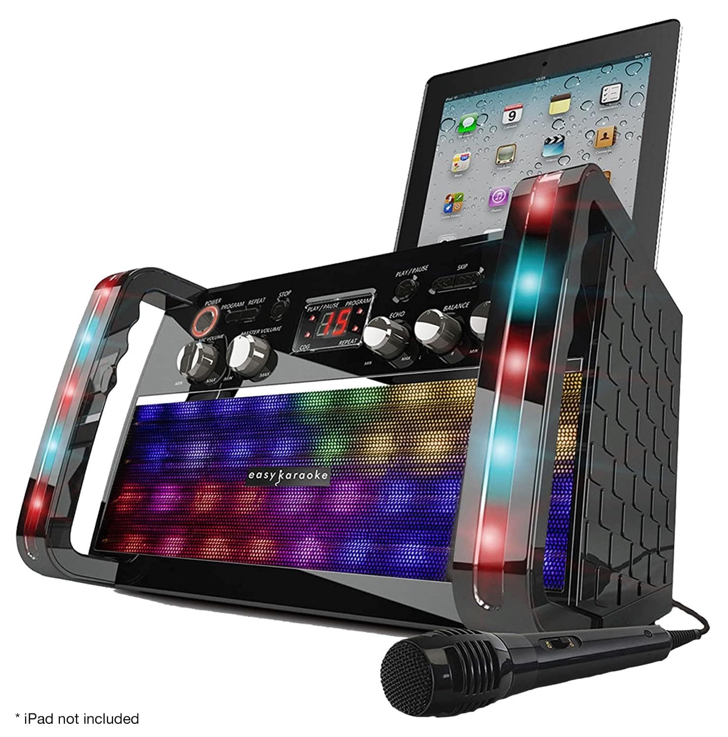 Easy Karaoke EKS213-BT Bluetooth CD+CDG Karaoke Disco Party Machine with LED Lights, Built in Speaker and 1 Microphone