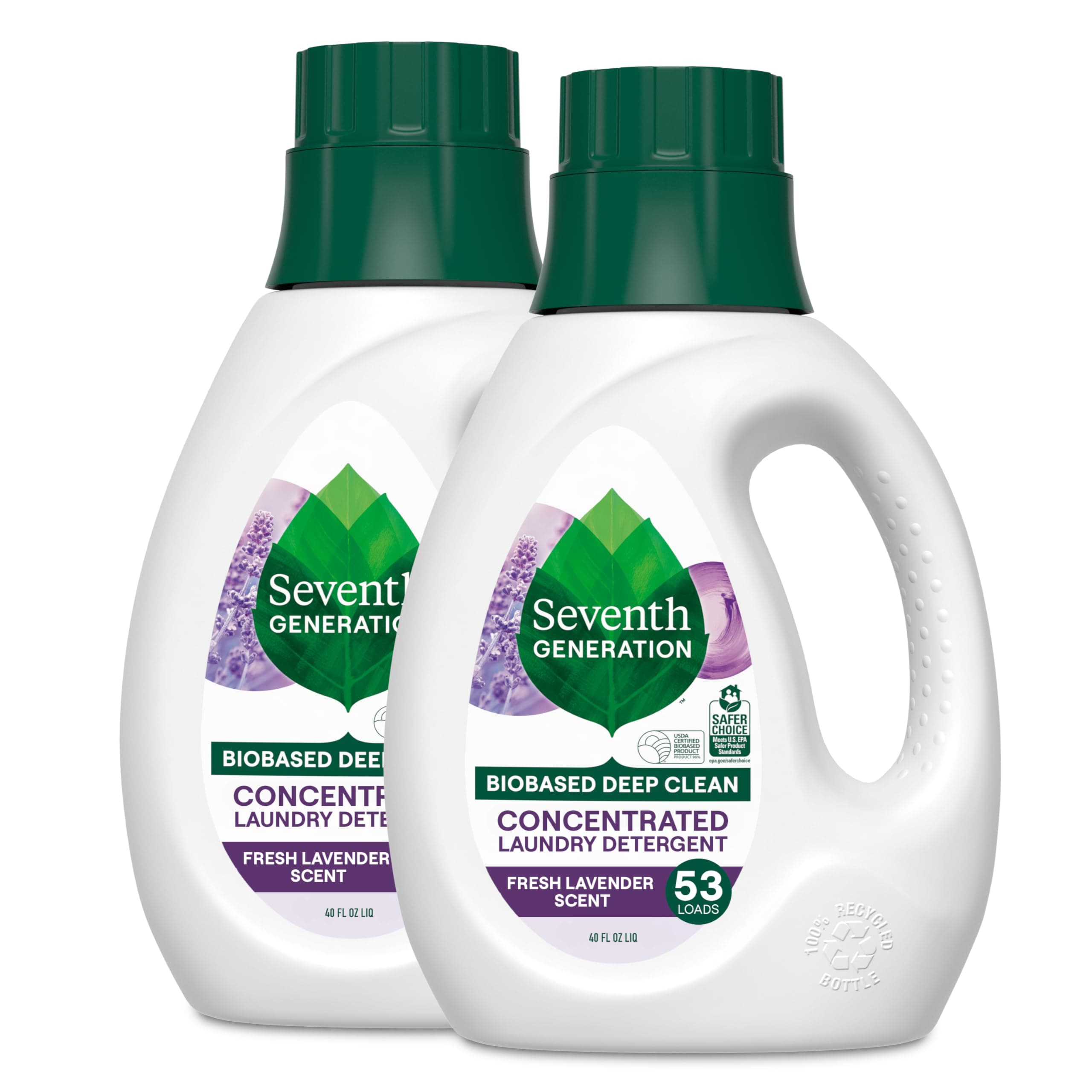 Seventh Generation Concentrated Laundry Detergent, Fresh Lavender scent, 40 oz, Pack of 2 (106 Loads)