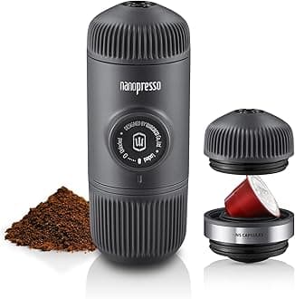 Nanopresso Portable Espresso Maker Bundled with NS Adapter, Compatible With Ground Coffee &*Nespresso®* Capsule, Travel Coffee Maker, 18 Bar Pressure, Manually Operated, For Camping
