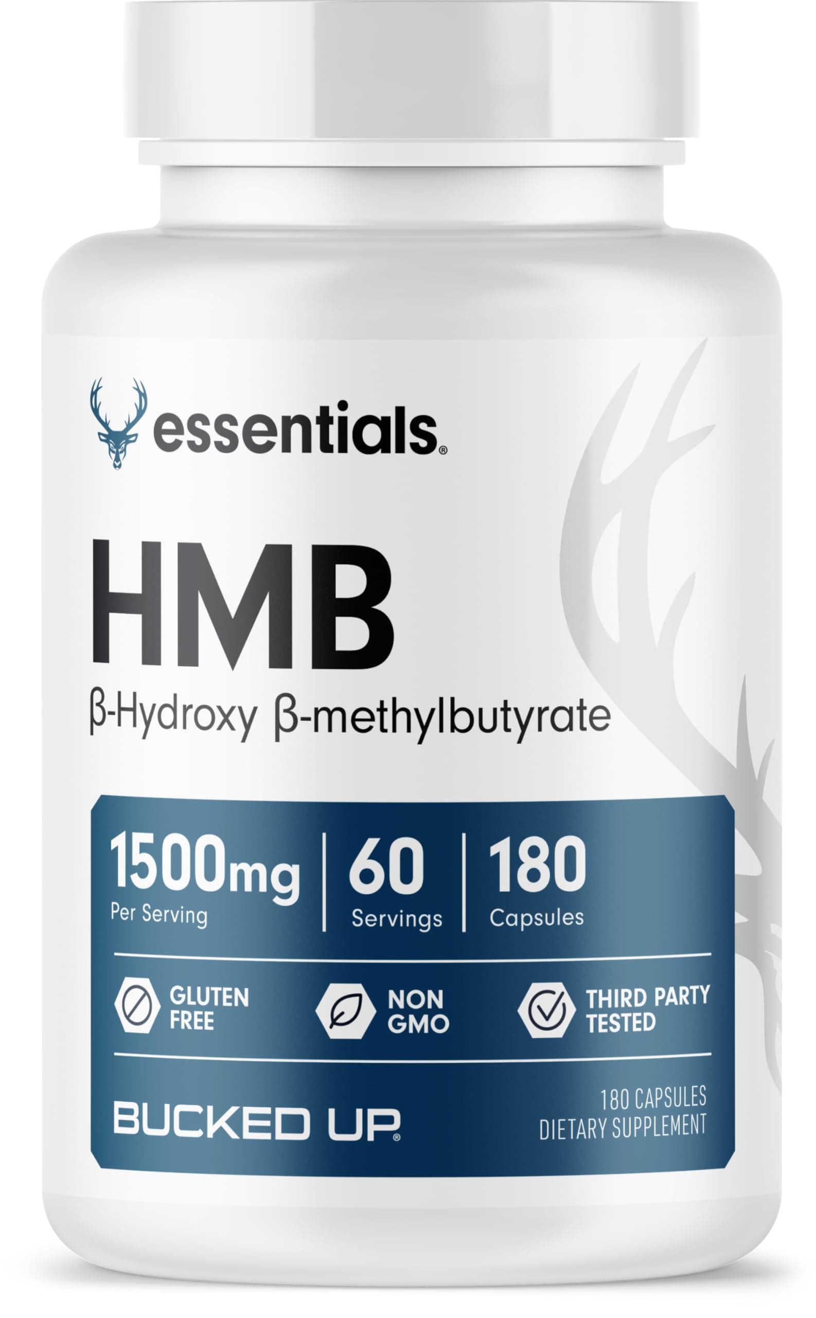HMB (Beta-Hydroxy Beta-Methylbutyrate) 1500mg Per Serving, Essentials (60 Servings, 180 Capsules)
