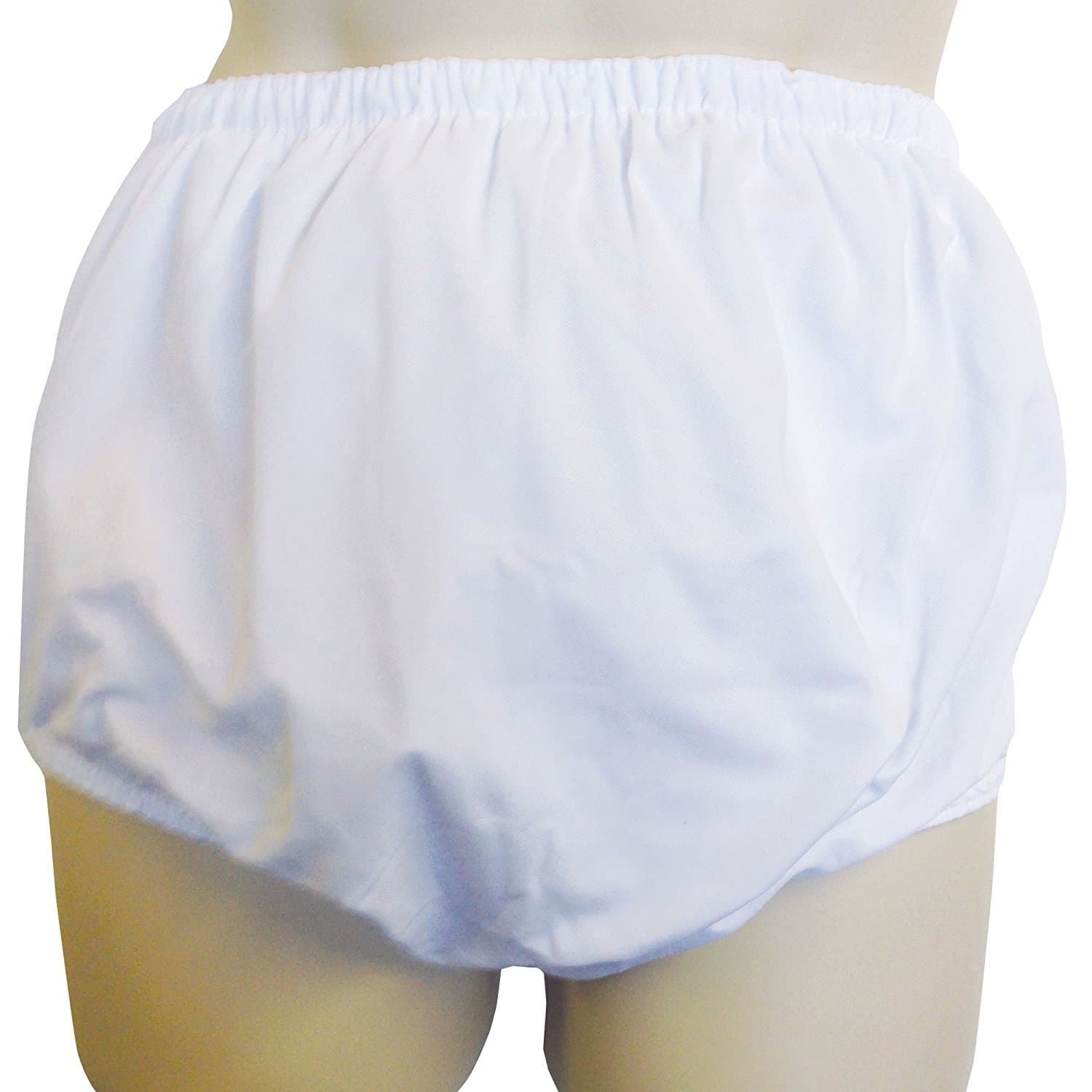 White Plastic & Poly Cotton Pants Size Medium