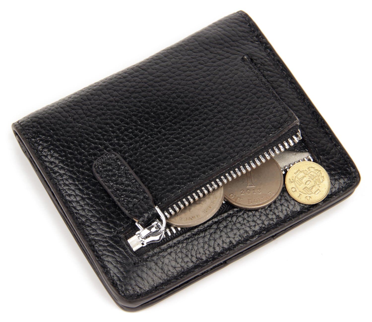 Women's RFID Blocking Wallets Small Bifold Genuine Leather Slim Wallet Black