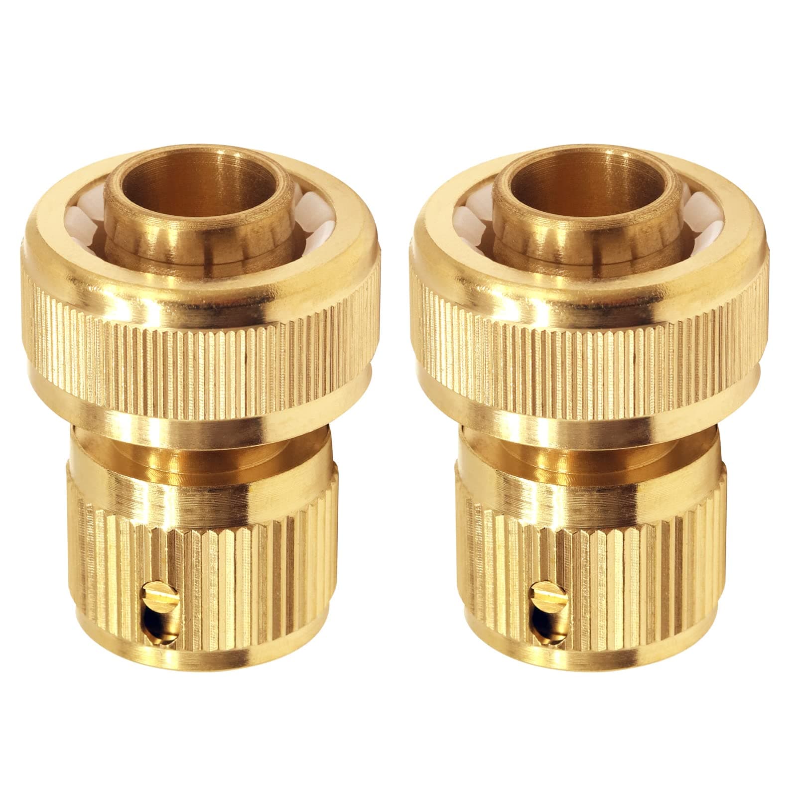 Tesmotor Pack of 2 Brass Quick Coupling, Hose Connector for 3/4 Inch Hose, Brass Garden Hose Connector for Pipe Connecting Garden Tools Hoses