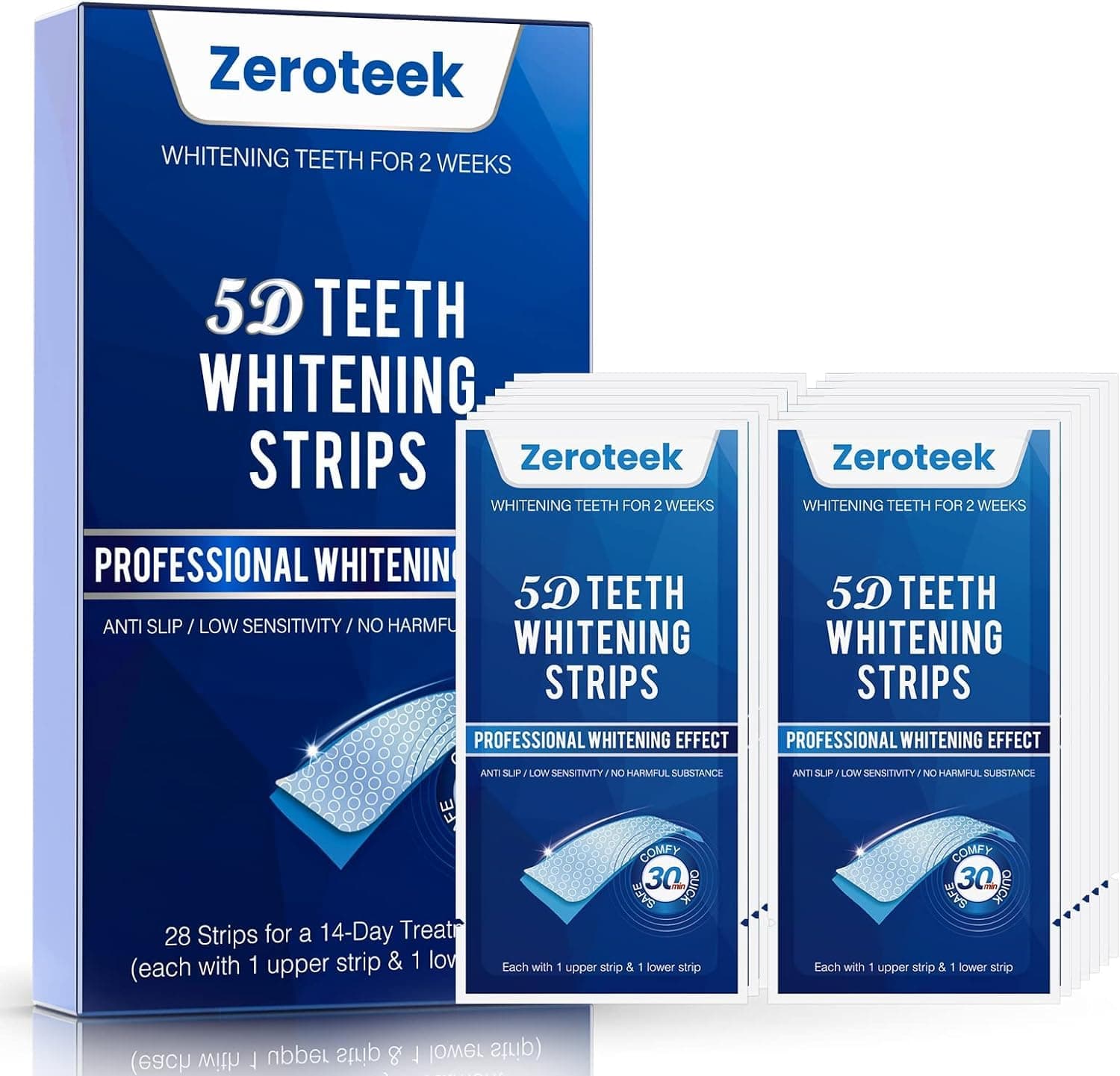 Teeth Whitening Strips, Advanced 5D Snow Whitening Kit, Effects Plus 20 Treatments and 1 Hour Express Treatments,Reduced Sensitivity Efficiently Removes Coffee, Smoke, Wine, and Soda Stains