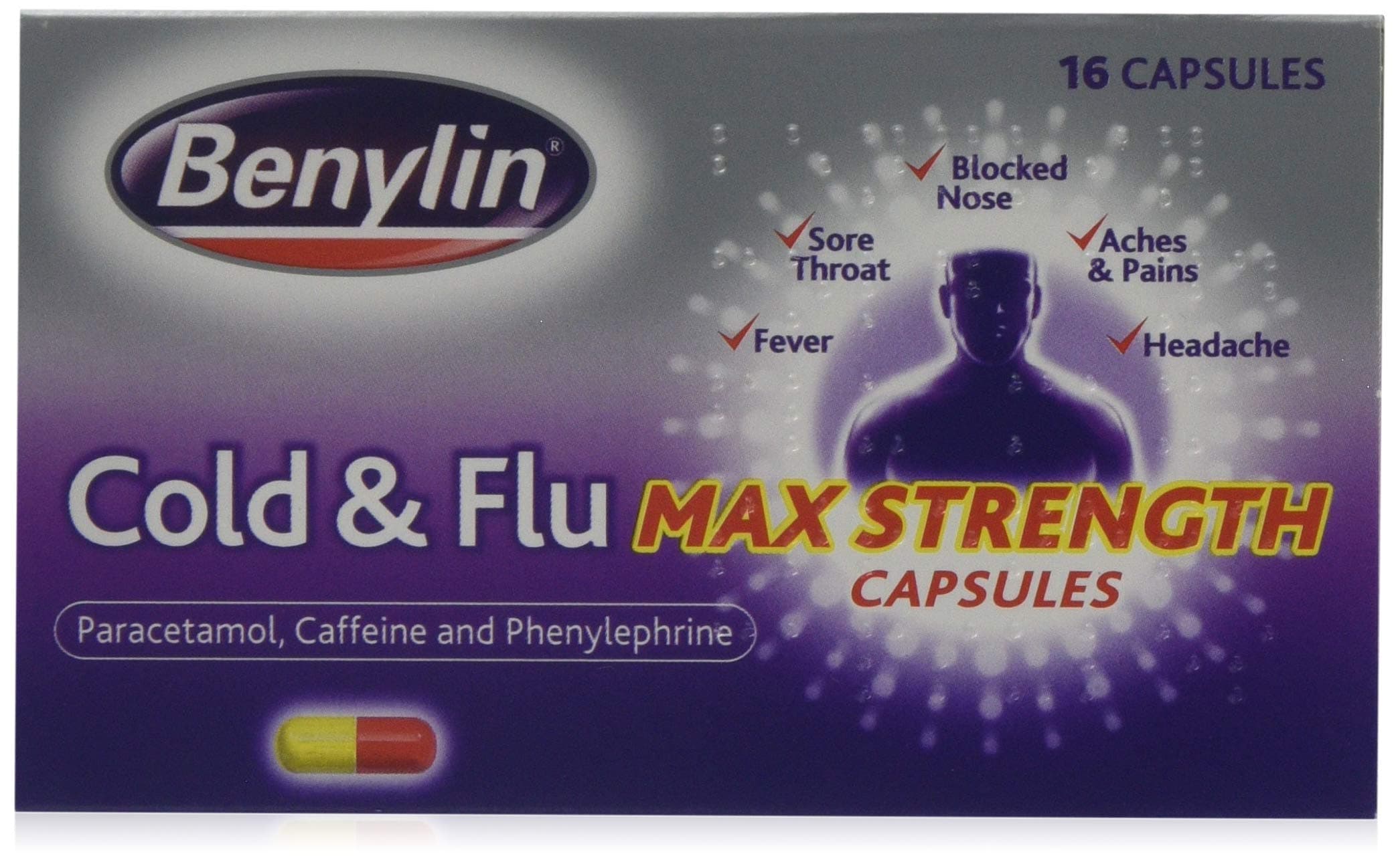 Benylin Cold and Flu Max Strength Capsules, 16 ea