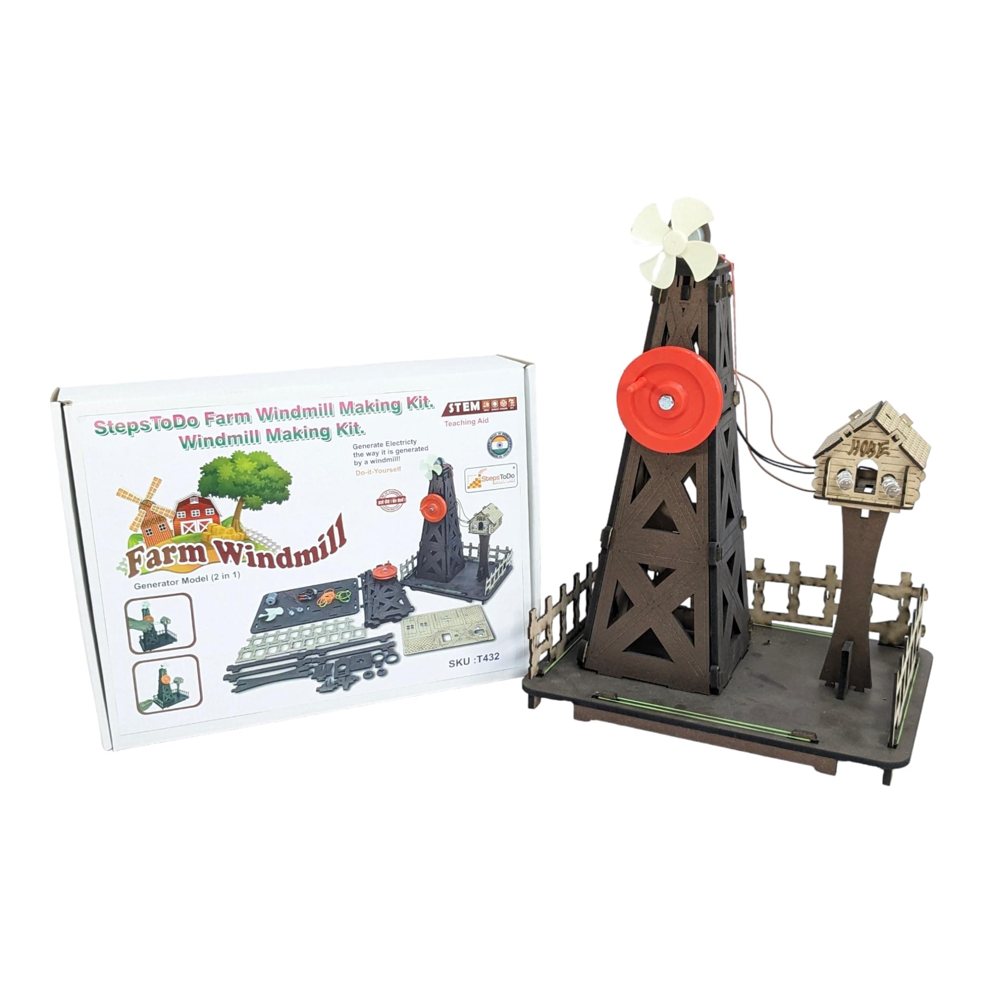 Farm Windmill Making Kit. DIY Wind Turbine Science Kit. Experimental Kit to Study Wind Power. Windmill Generator Working Model. Windmill Making Kit.