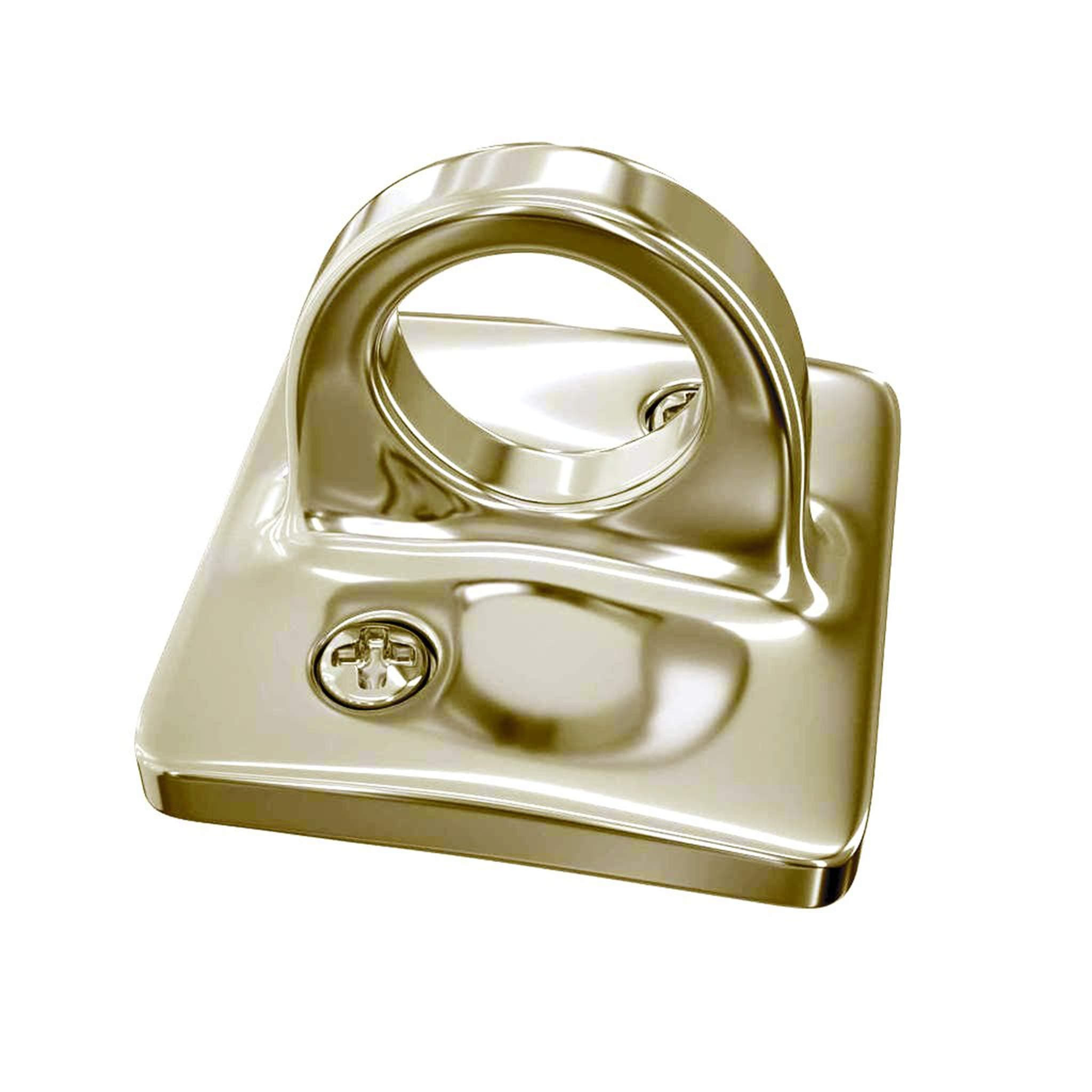 Crowd Control Warehouse Large Loop Wall Plate for Hanging Ropes in Polished Brass, Post Queue Line Barrier for Movie Theaters, Grand Openings, Hotels