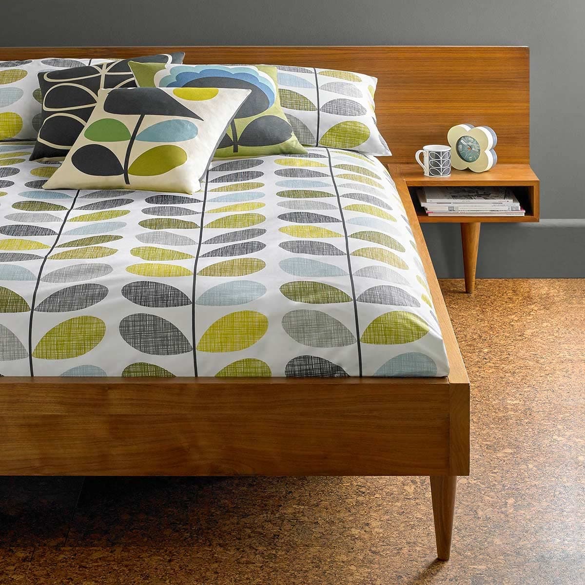 Orla Kiely Scribble Stem Sea Grass / Duck Egg: King Size Duvet Cover