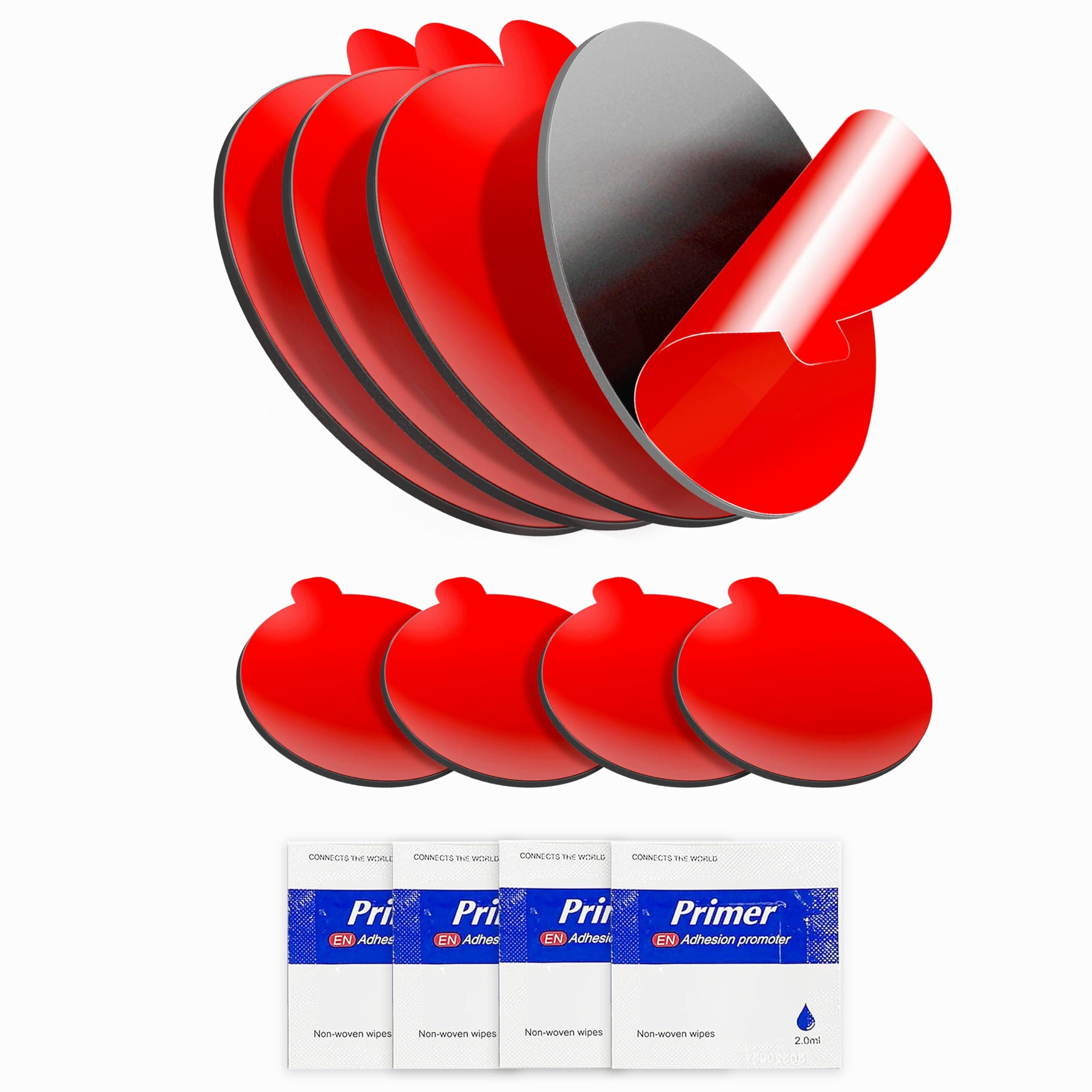 Adhesive Replacement Pads – 8-Pack Round High-Bond Double-Sided Mounting Pads (3.15" & 0.91") for Dashboard Discs, Suction Cup Phone Holders, GPS & Magnetic Mounts – Includes Adhesion Promoters