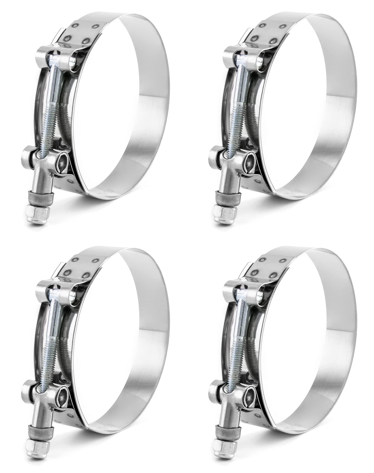 QWORK 3" T-Bolt Hose Clamp Stainless Steel, Working Range 83mm-91mm for 3" Hose ID, Turbo Intake Intercooler Clamp, 4 Pack