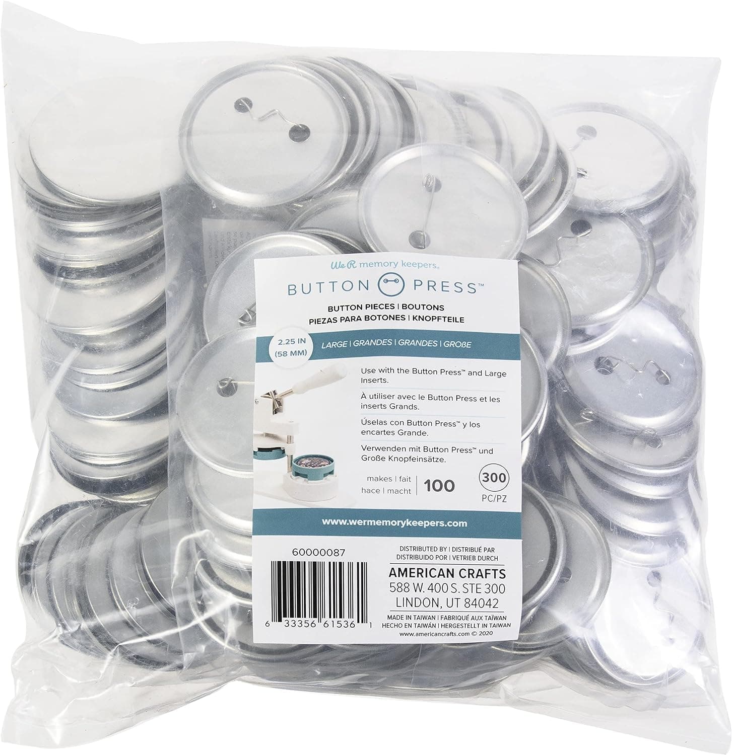 Button Press Bulk Refill Pack 100/Pkg-Large (58mm)