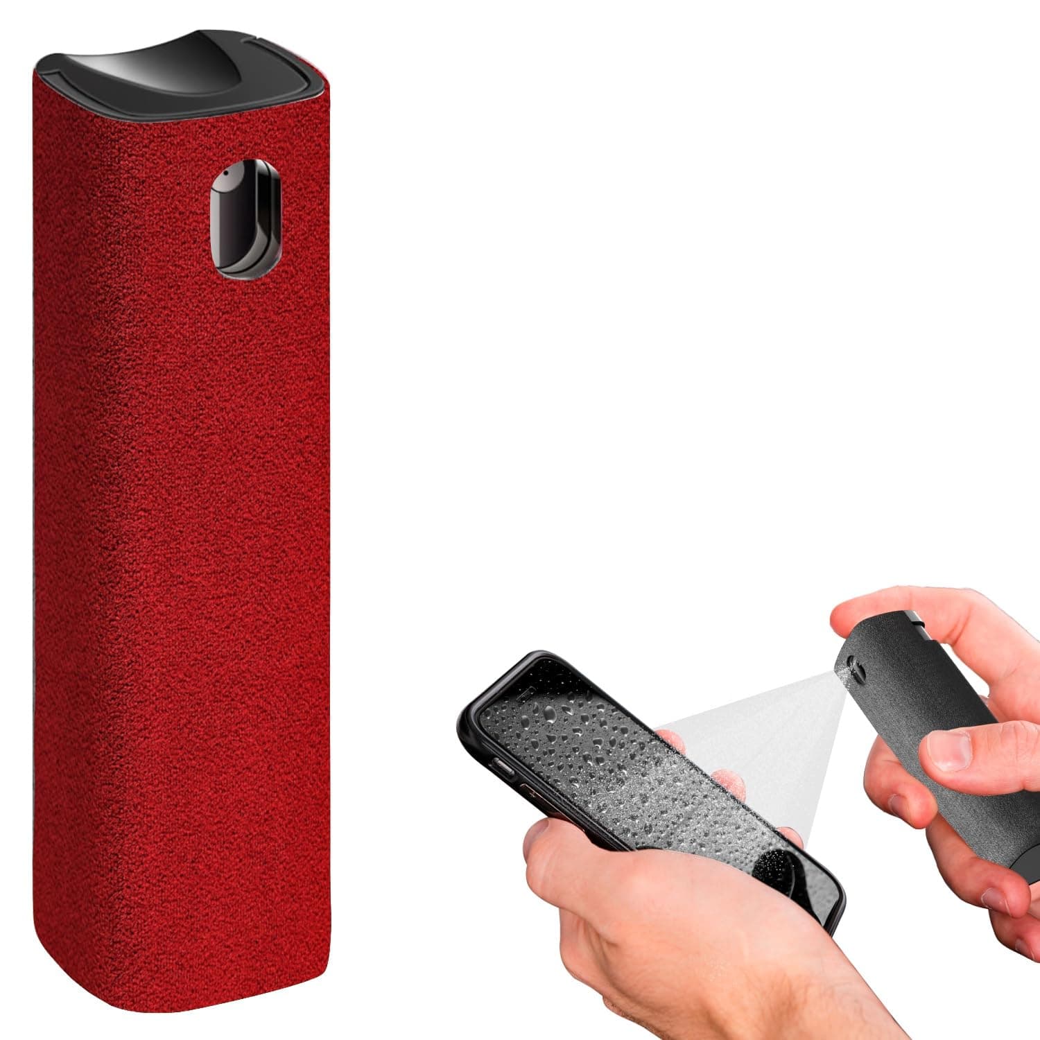 IO CLEAN Mini Screen Cleaner Spray – Finger Proof Screen Cleaner for Smartphones, iPads, MacBooks, Laptops, Car Screens, Touchscreens – 3in1 Mist Cleaner, Microfiber Cloth and Protective Cover (Red)