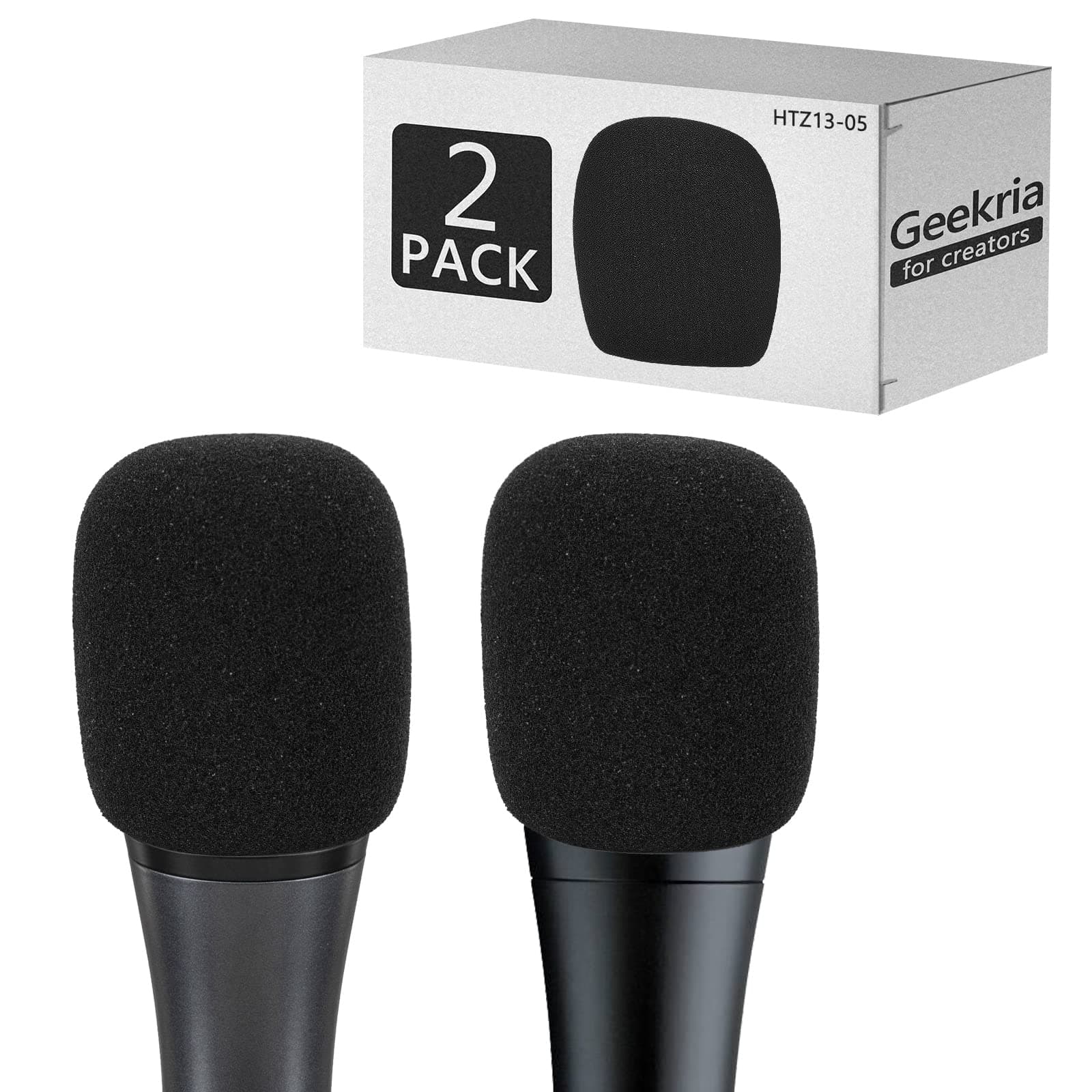 for Creators Foam Windscreen Compatible with Sennheiser E 935, E 945, E 835, E 845-S Microphone Antipop Windshield, Mic Wind Cover, Sponge Foam Filter (Black / 2 Pack)