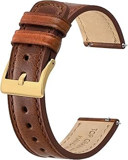 Leather Watch Straps, Classic Oil Waxed Leather, Quick Release Replacement Band for Men and Women, Band Width 18mm 20mm 22mm
