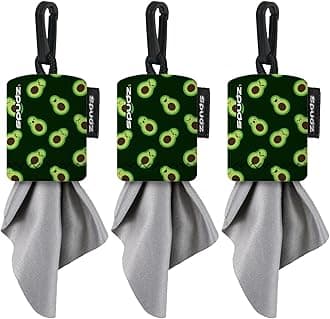 SPUDZ Classic Microfiber Lens Cleaner – Clip-On Pouch, Washable – for Binoculars, Scopes, Glasses, Screens | Avocado, 6 x 6 Inch (3-Pack)