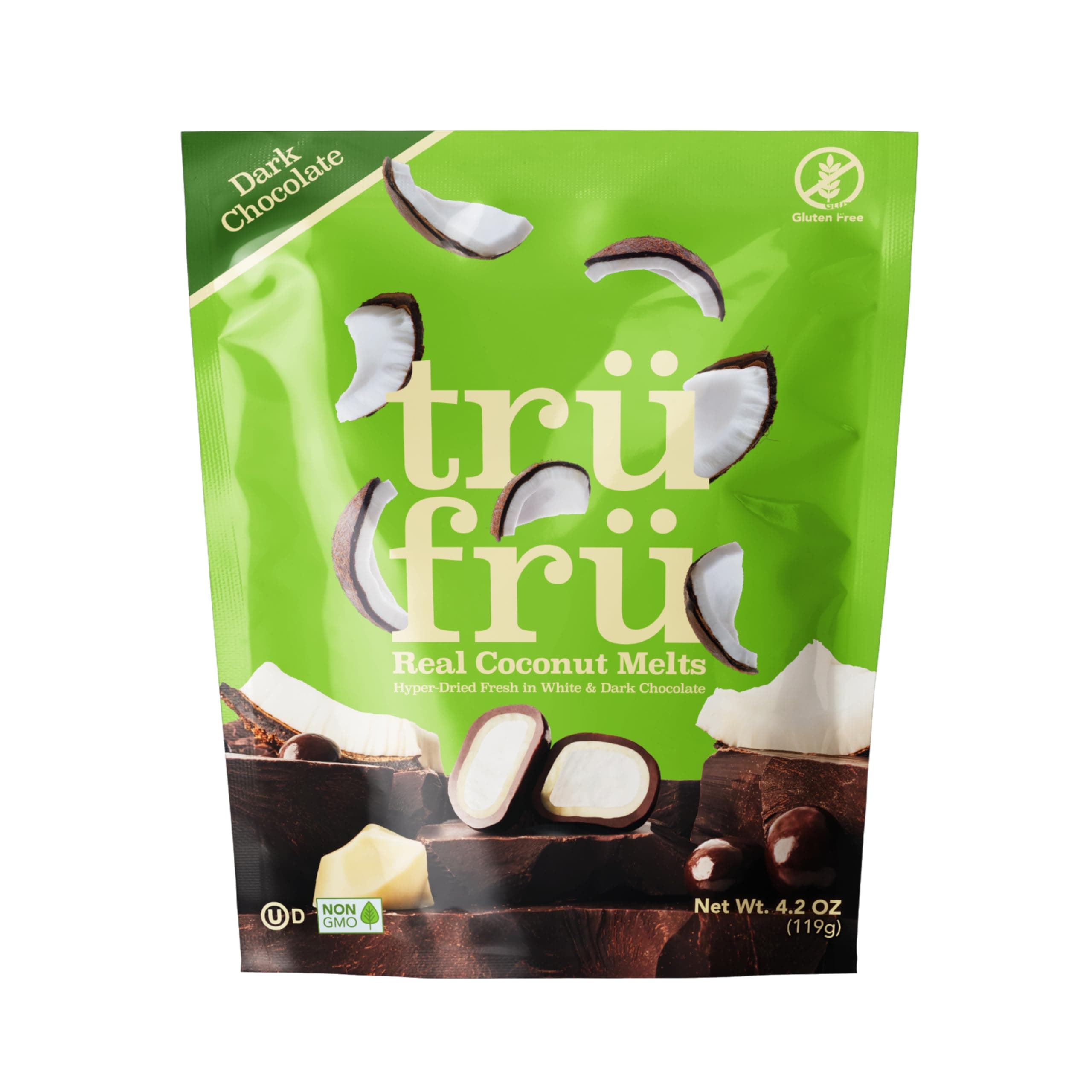 Real Coconut Melts Hyper-Dried Fresh in White & Dark Chocolate, Premium Gourmet Freeze Dried Fruit Snack, 4.2 oz