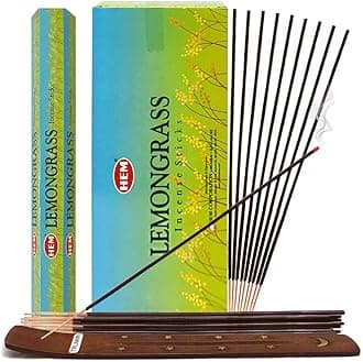 TRUMIRI Lemongrass Incense Sticks and Incense Stick Holder Bundle Insence Insense Hem Incense Sticks