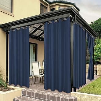 BONZER Outdoor Curtains for Patio Waterproof Thick Privacy Grommet Light Filtering Outside Curtains for Porch Pergola Gazebo Deck, 1 Panel, 54W x 120L inch, Navy