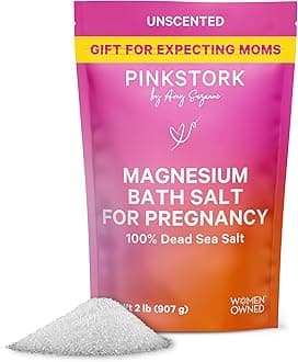 Pink Stork Pregnancy Bath Soak – Unscented Magnesium Flakes for Bath or Foot Soak – Pure Dead Sea Salt – Relief for Pregnancy Aches, Swollen Feet, and Stress – Clean, Fragrance-Free – 2 lb