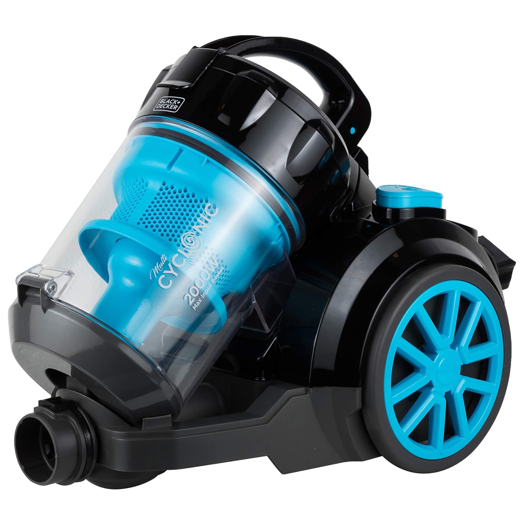 BLACK+DECKER Multi Cyclone Bagless Corded Vacuum Cleaner, 2000W, 2.5L Capacity, 6-Stage HEPA Filtration, Variable Speed, 289 Air Watts, Auto Cord Rewind, 5m Cable, Washable Filter, Blue - VM2080-B5