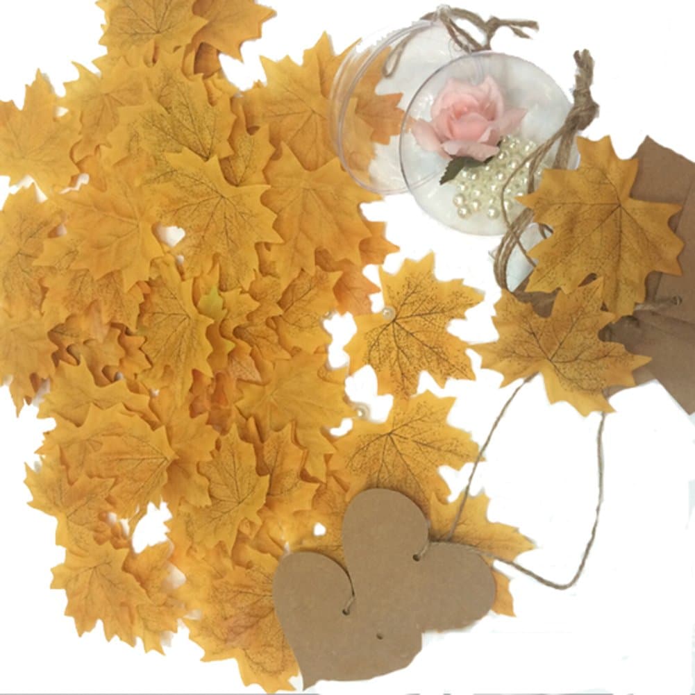 Package of Approximately 50 pcs Artificial Fall Maple Silk Leaves Maple Leaves for Weddings, Events and Decorating