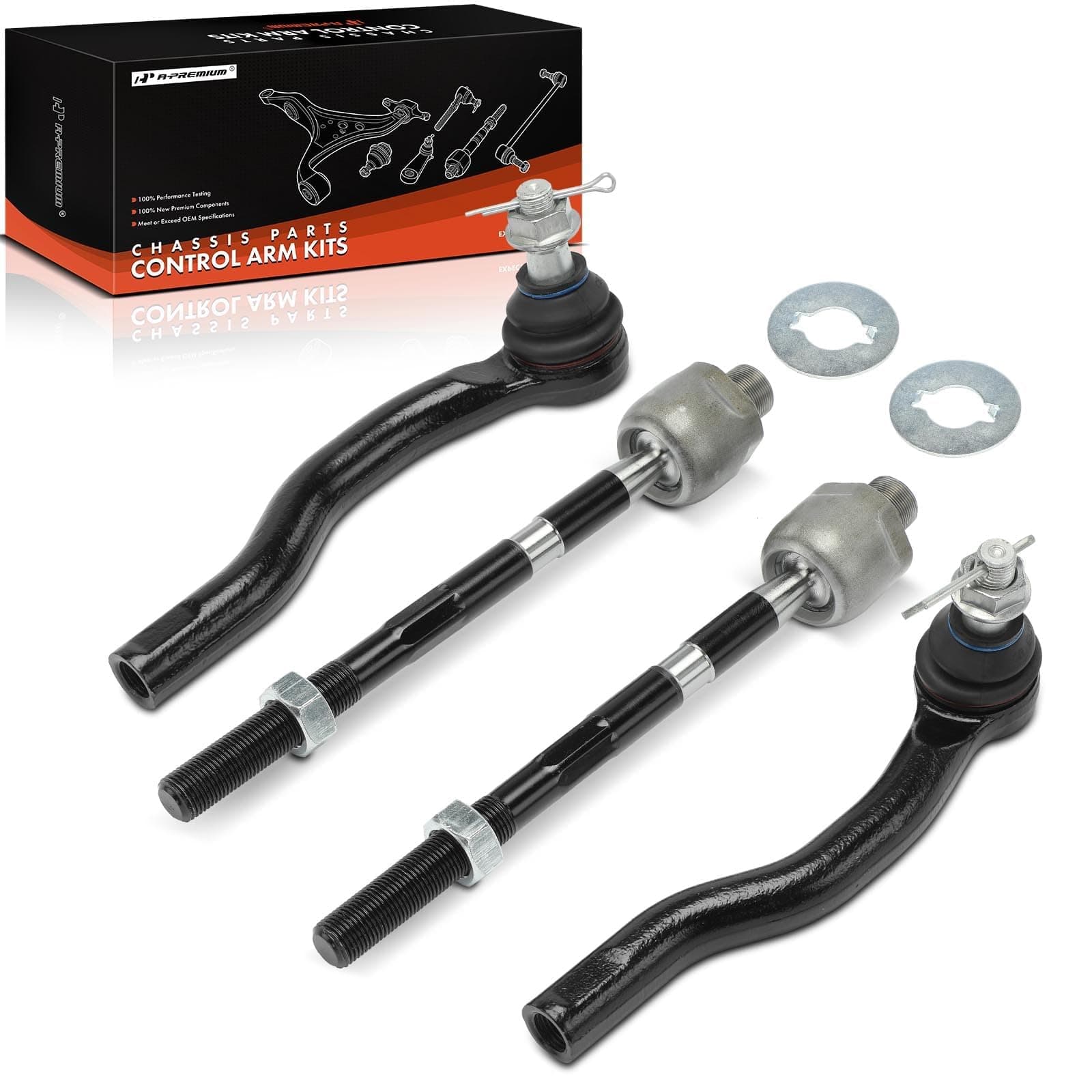 A-Premium Set of 4, Front Inner & Outer Tie Rod End Kit, Compatible with Nissan Titan 2004-2015, Pathfinder Armada 2004, Armada 2005-2019 & Infiniti QX80 2014-2019, QX56 2004-2013