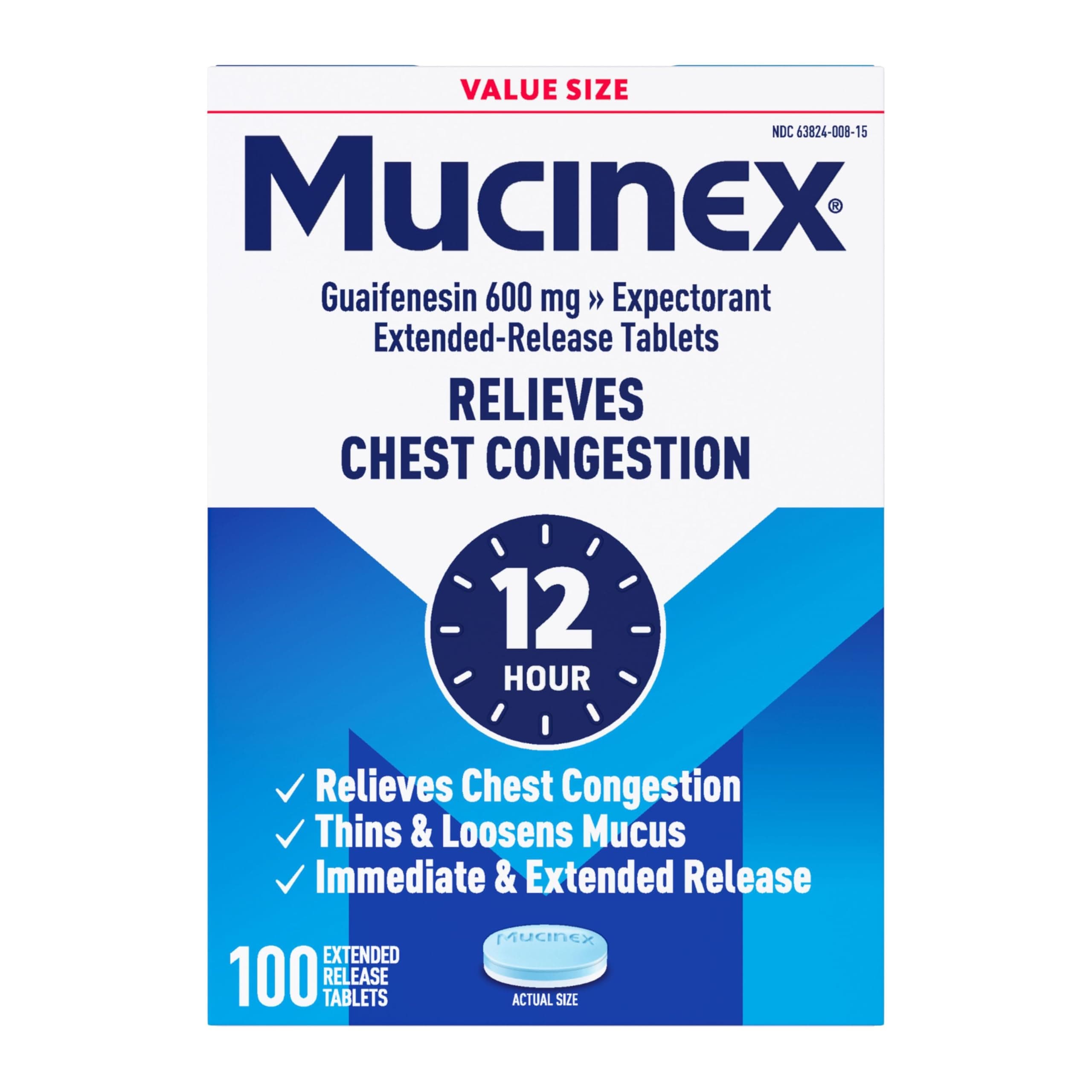 Mucinex Extended-Release Bi-Layer Tablets 100 Count AD