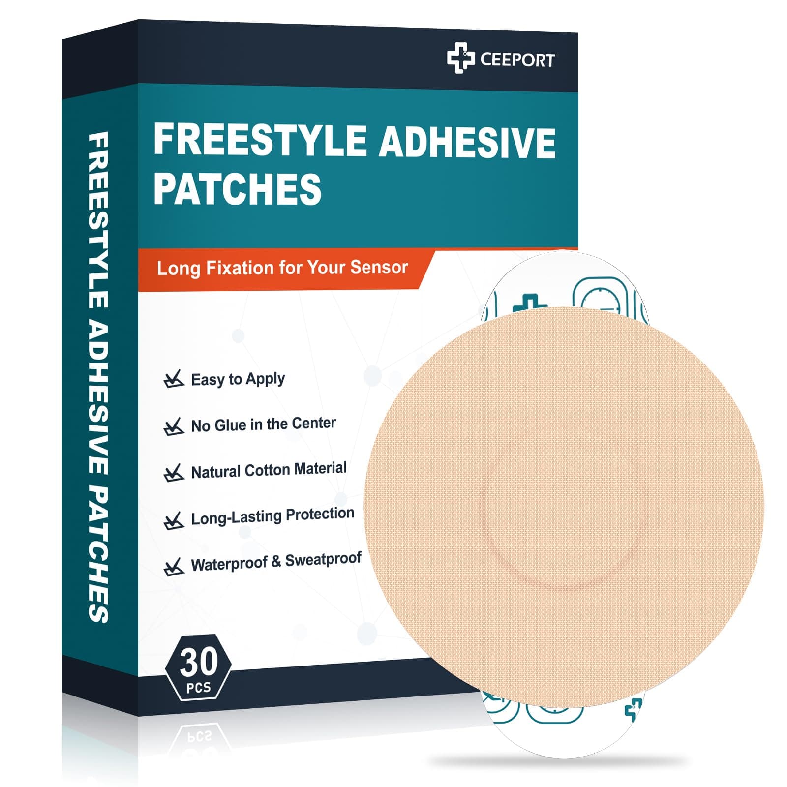 eestyle Adhesive Patches, Sensor Covers Intended for Freestyle Libre 2/3-Enlite-Medtronic Guardian, CGM Sensor Patches, No Glue in The Center, Long Fixation for Your Sensor(Tan)