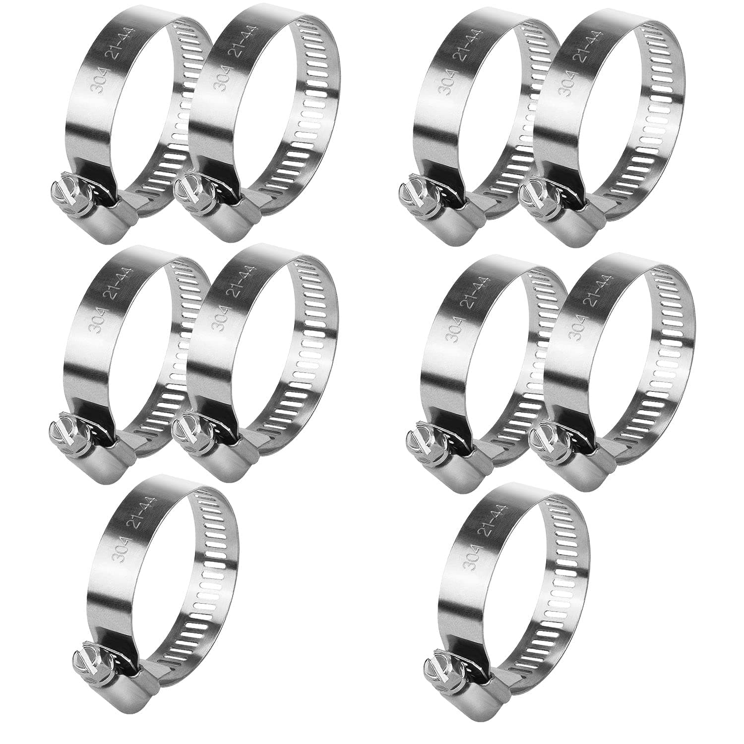 – Drado 10 Pack Hose Clips Set Adjustable Jubilee Hose Clips 21-44mm Stainless Steel Pipe Clamps