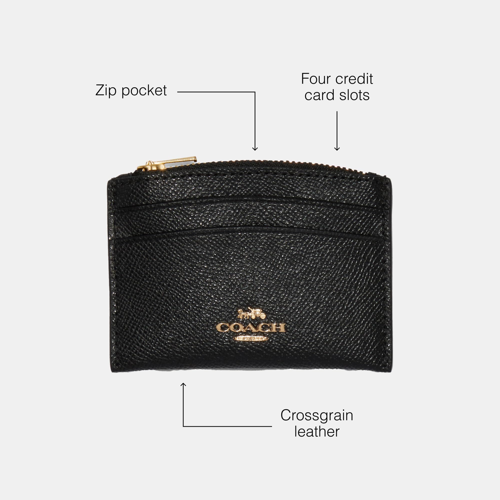 [Coach] Crossgrain Leather Shaped Card Case Black///White