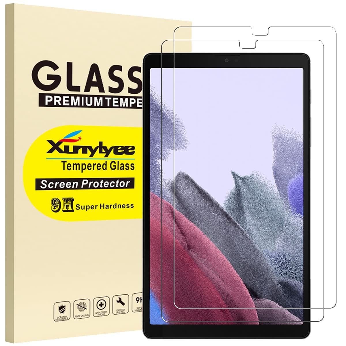 2 Pack, Screen Protector for Samsung Galaxy Tab A7 Lite 8.7 inch SM-T220/ SM-T225 Bubble Free Tempered Glass Film