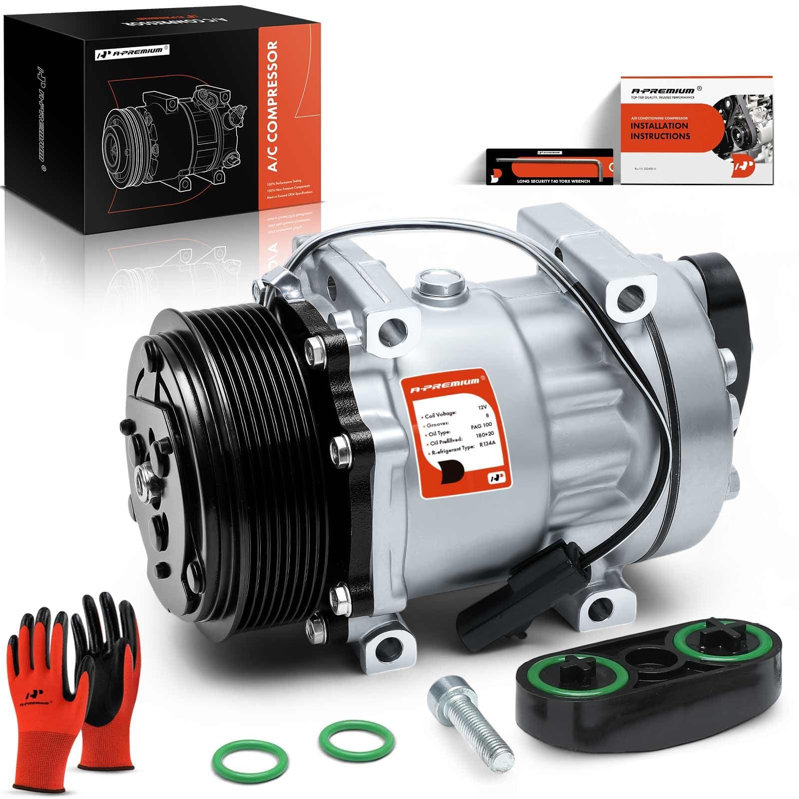 A-Premium A/C Compressor with Clutch Compatible with Dodge Ram 2500 3500 5.9L 1994-2005, Ram 4000 5.9L 2005