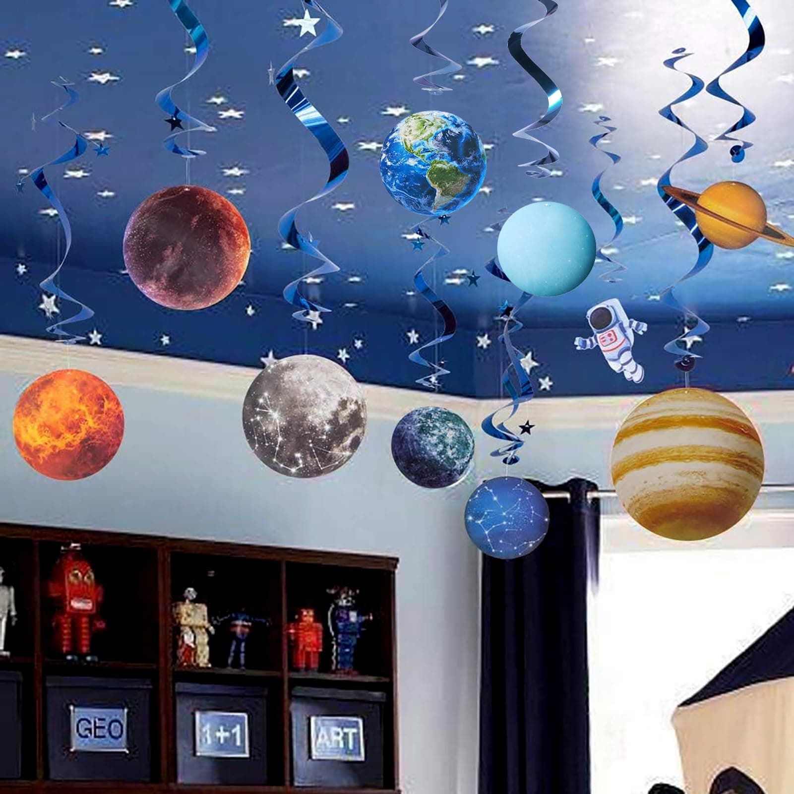 Easy Joy Solar System Hanging Swirl 12 Pieces Decorations Outer Space Party Planets Supplies Space Decorations Party Galaxy Room Decor