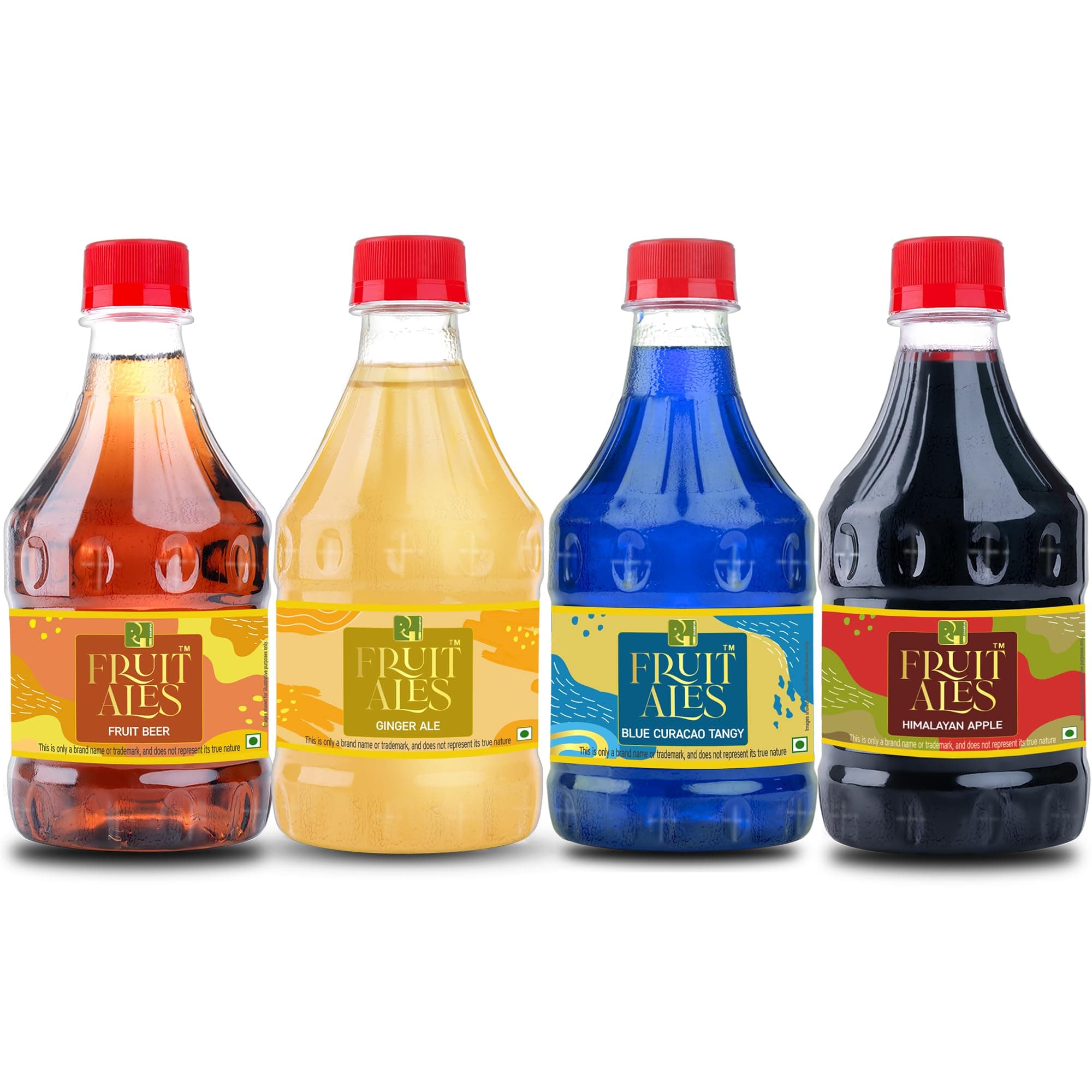 - Assorted Mocktail Syrups - Fruit Beer, Ginger Ale, Blue Curacao, Himalayan Apple Flavoured Syrups - 1.2Ltr (4 X 300Ml) | Makes 12-15 Drinks Per Bottle