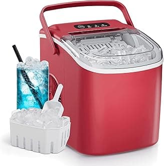 22 lbs/24H Countertop Ice Maker Machine,One-Button Operation,9 Bullet-Shaped Ice in 6 Min, Auto-Cleaning