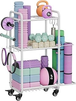 Multi-Functional Home Gym Storage Rack - Yoga Mat Storage Rack, Dumbbell Weight Rack & Workout Equipment Storage with Heavy-Duty Steel Construction for Gym Fitness Organizer