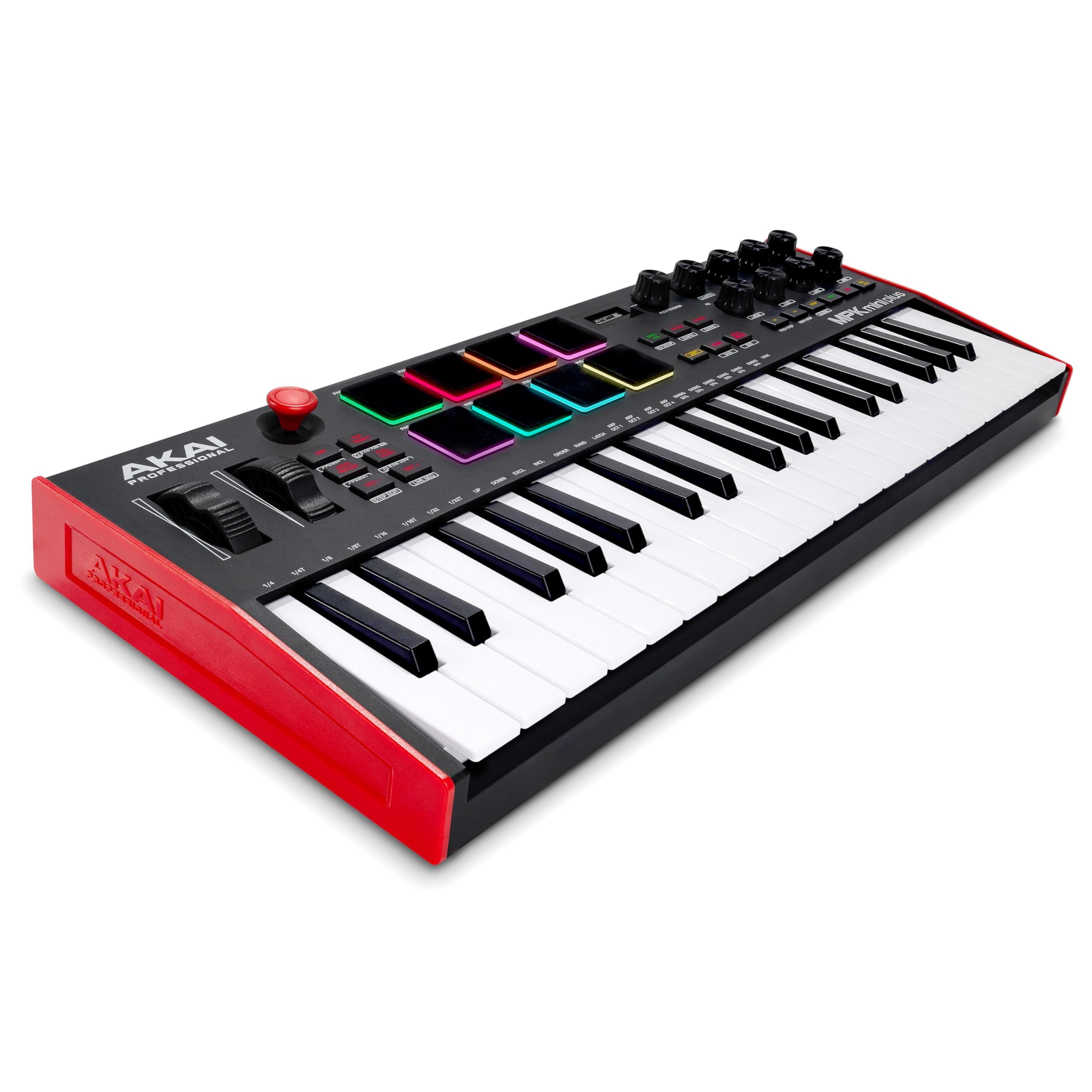 AKAI Professional USB MIDI Keyboard Controller, 37 Keys, 8 MPC Pads, Built-in Sequencer, MIDI/CV/Gate Input/Output, Native Instruments Sound Package, Music Production Software Included, MPK Mini Plus, Black