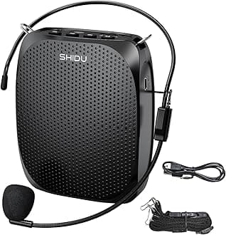 SHIDU Portable Voice Amplifier Personal Microphone Headset for Speaking Rechargeable Mini Pa System for Teachers Tour Guides Coaches Classroom Singing Yoga Fitness Instructors