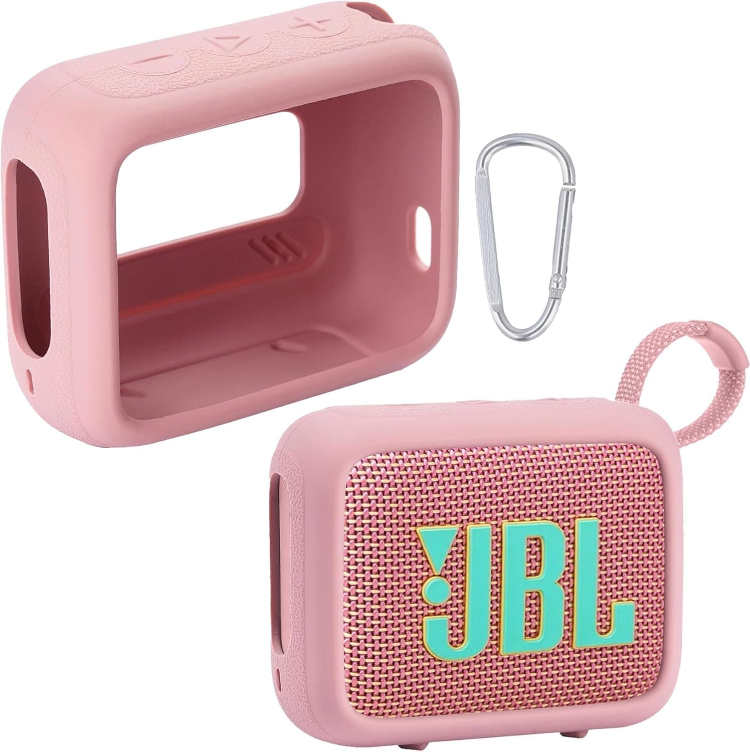 Silicone case for JBL Go 4 Waterproof Portable Bluetooth Speaker, Portable Ultra-light Protective Sleeve with Carabiner (Not Included speaker)