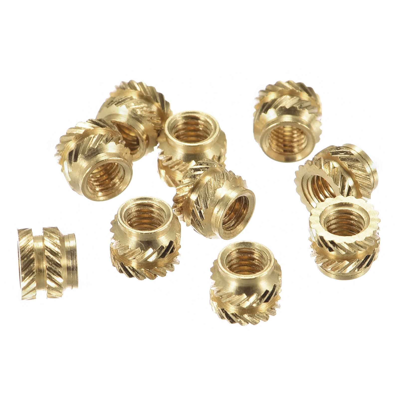 uxcell knurled Insert Nuts, 60Pcs M3 x 4mm L x 5mm OD 3D Printing Brass Nuts Female Threaded Inserts Brass Heat Set Insert Embedment Nut