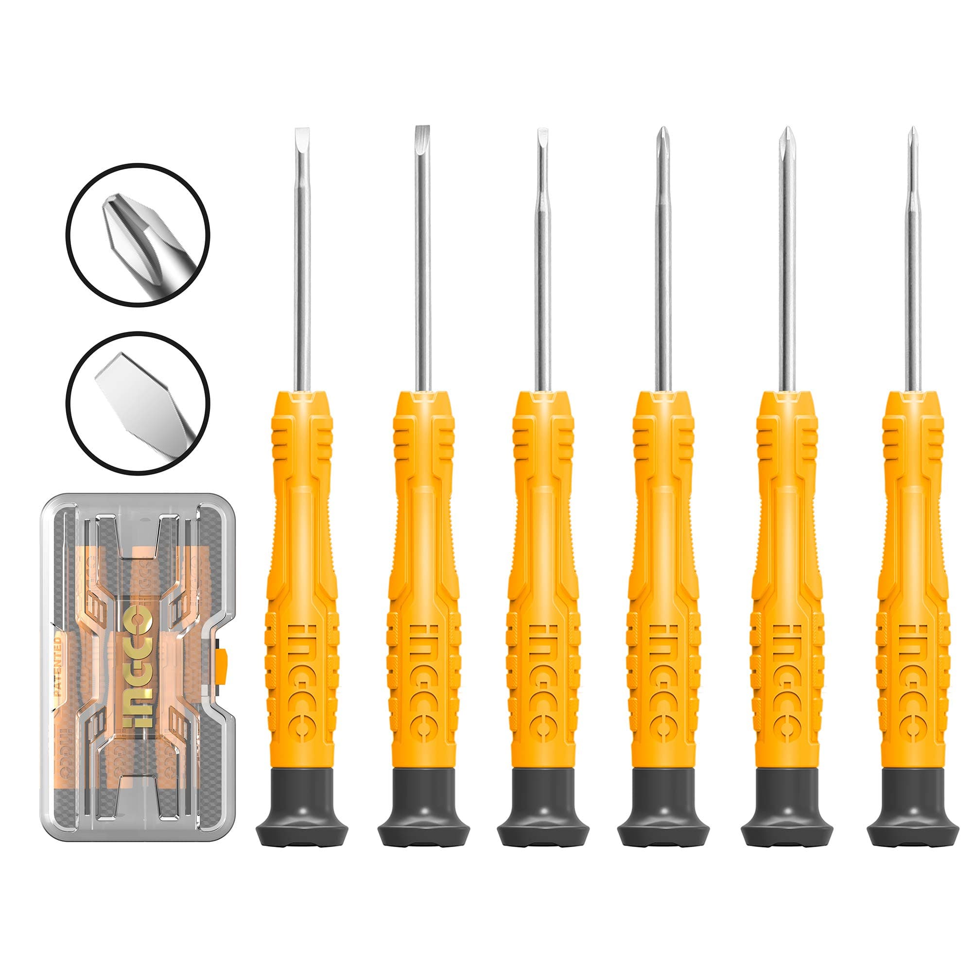 Ingco6 Piece Precision Screwdriver Set Tool, Suitable For Watch, Eyeglass, Clocks, Computer & Electronic Repairs, Multifunction Precision Screwdriver, HKSD0618